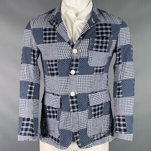 ENGINEERED GARMENTS Size XS Navy White Patchwork Cotton Sport Coat